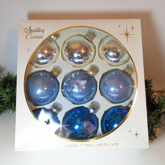 Vintage Blue and Silver Christmas Ornaments