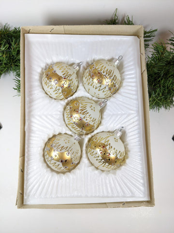 Vintage White and Gold Christmas Ornaments