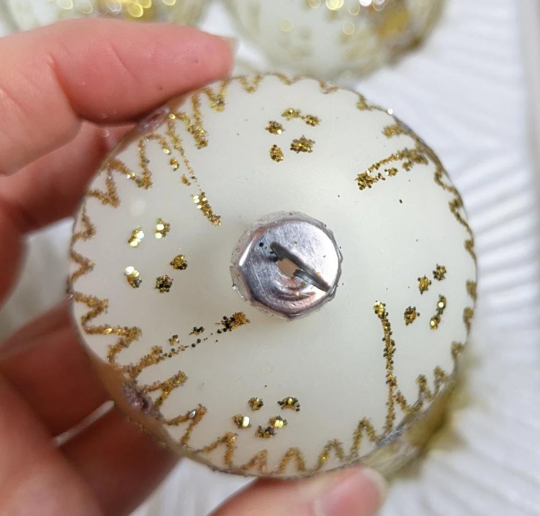 Vintage White and Gold Christmas Ornaments