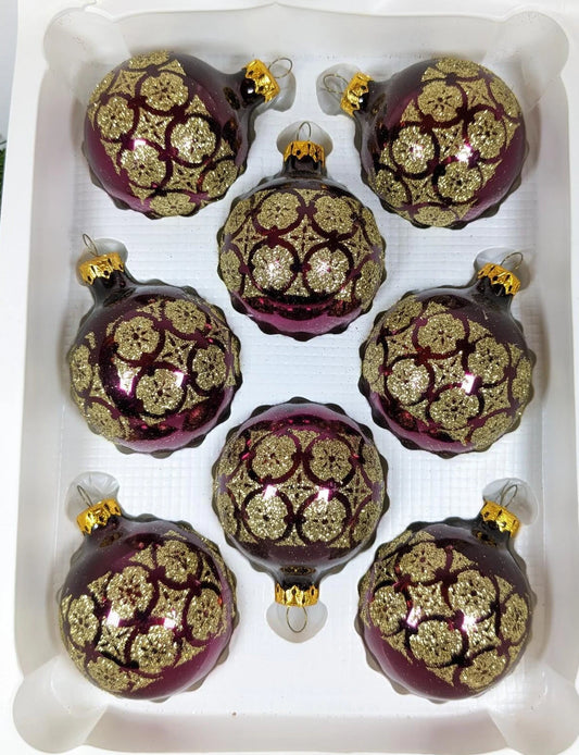 Vintage Purple and Gold Christmas Ornaments