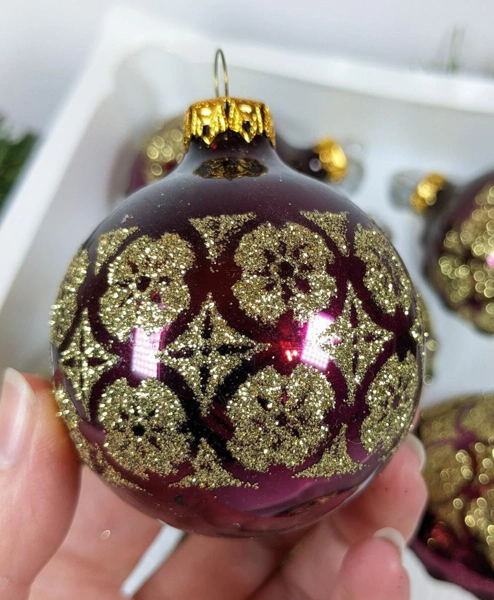 Vintage Purple and Gold Christmas Ornaments