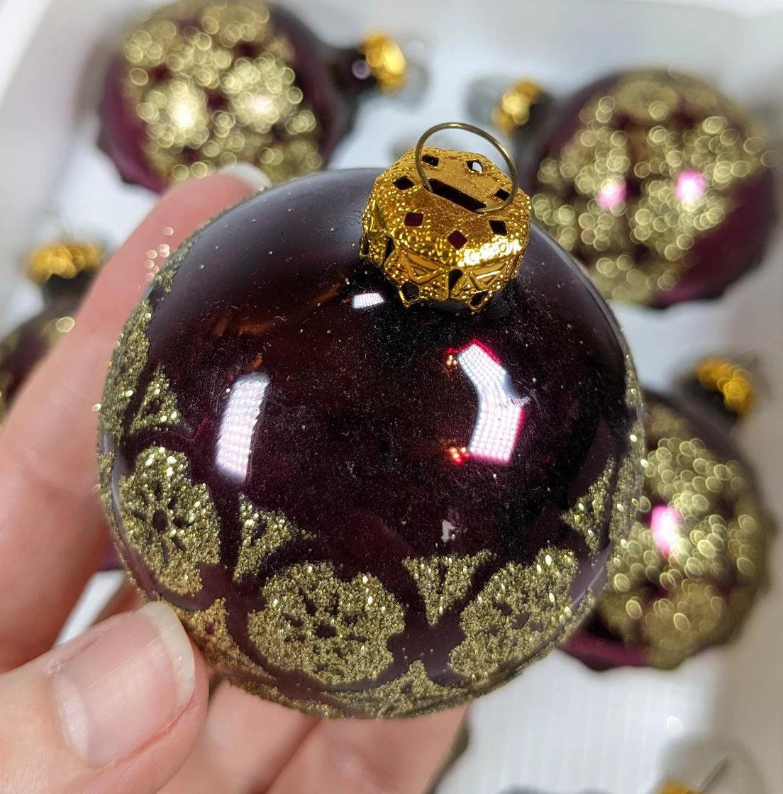 Vintage Purple and Gold Christmas Ornaments