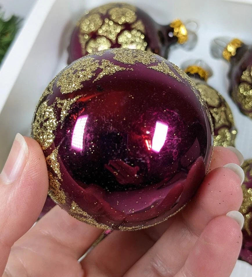 Vintage Purple and Gold Christmas Ornaments