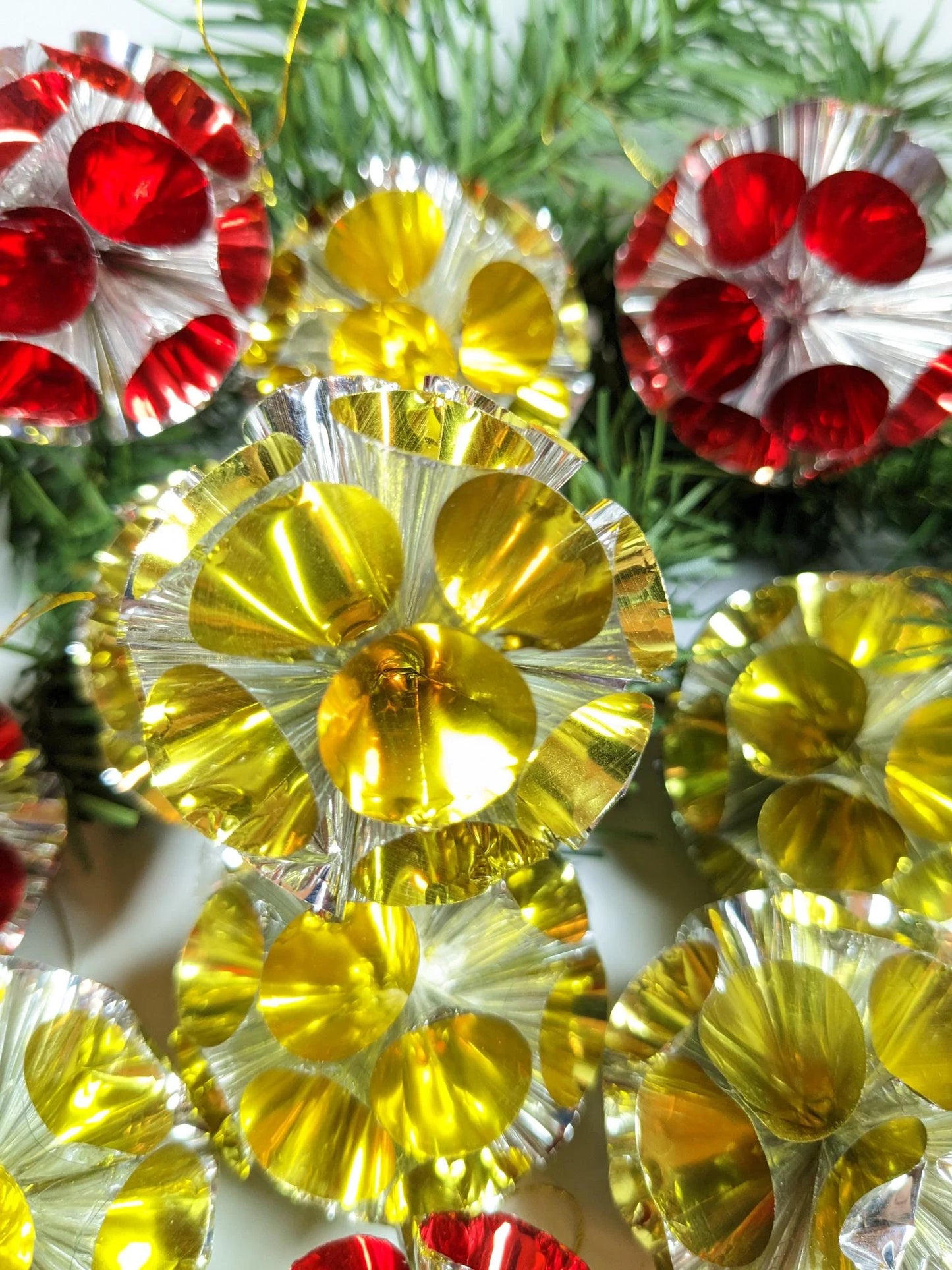 Foil Pom Pom Christmas Ornaments