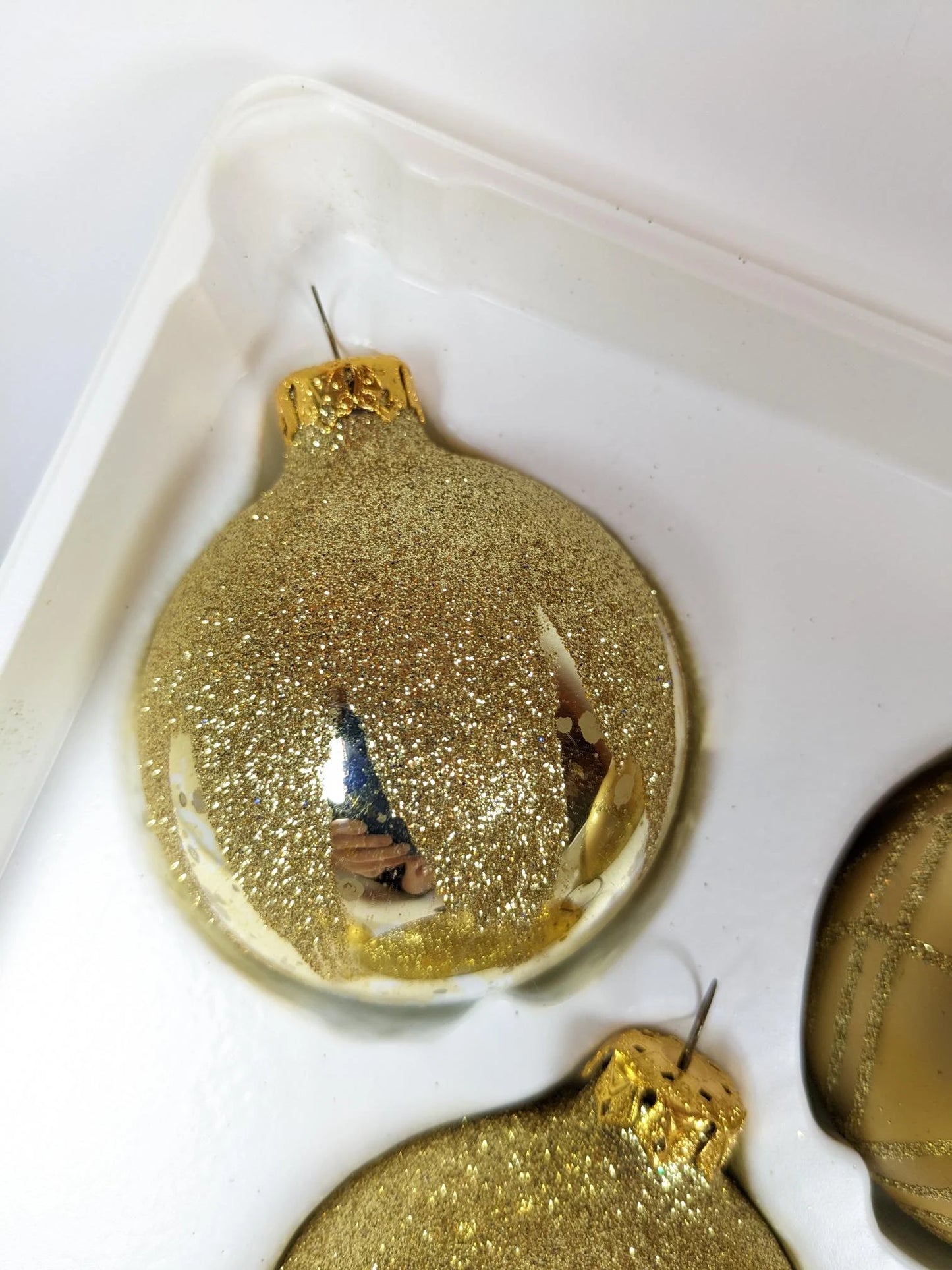 Vintage Snowcapped Gold Christmas Ornaments