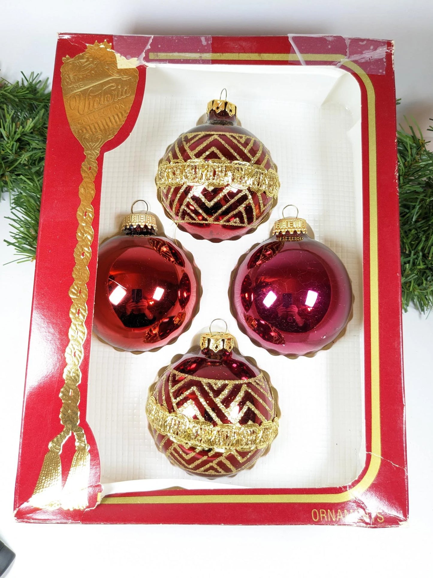 Vintage Victorian Red Christmas Ornaments