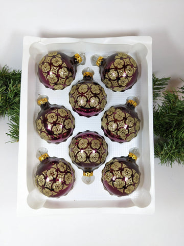 Vintage Purple and Gold Christmas Ornaments