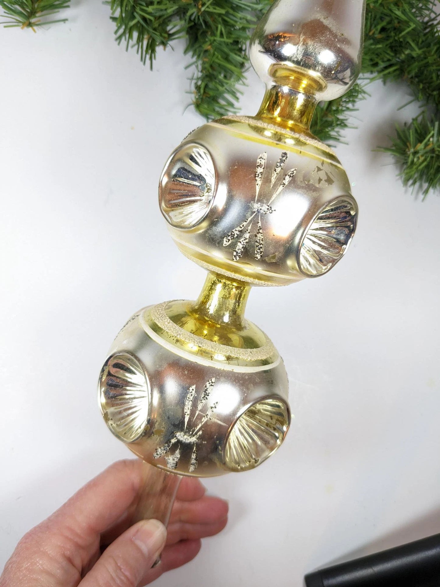 Vintage Reflector Glass Christmas Tree Topper