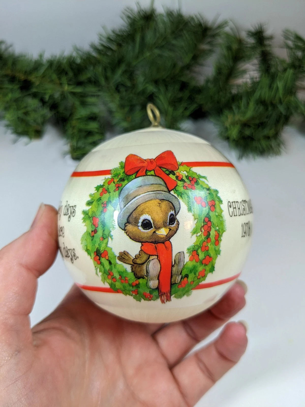 Vintage Hallmark 1978 Holly Days Satin Ball Christmas Ornament