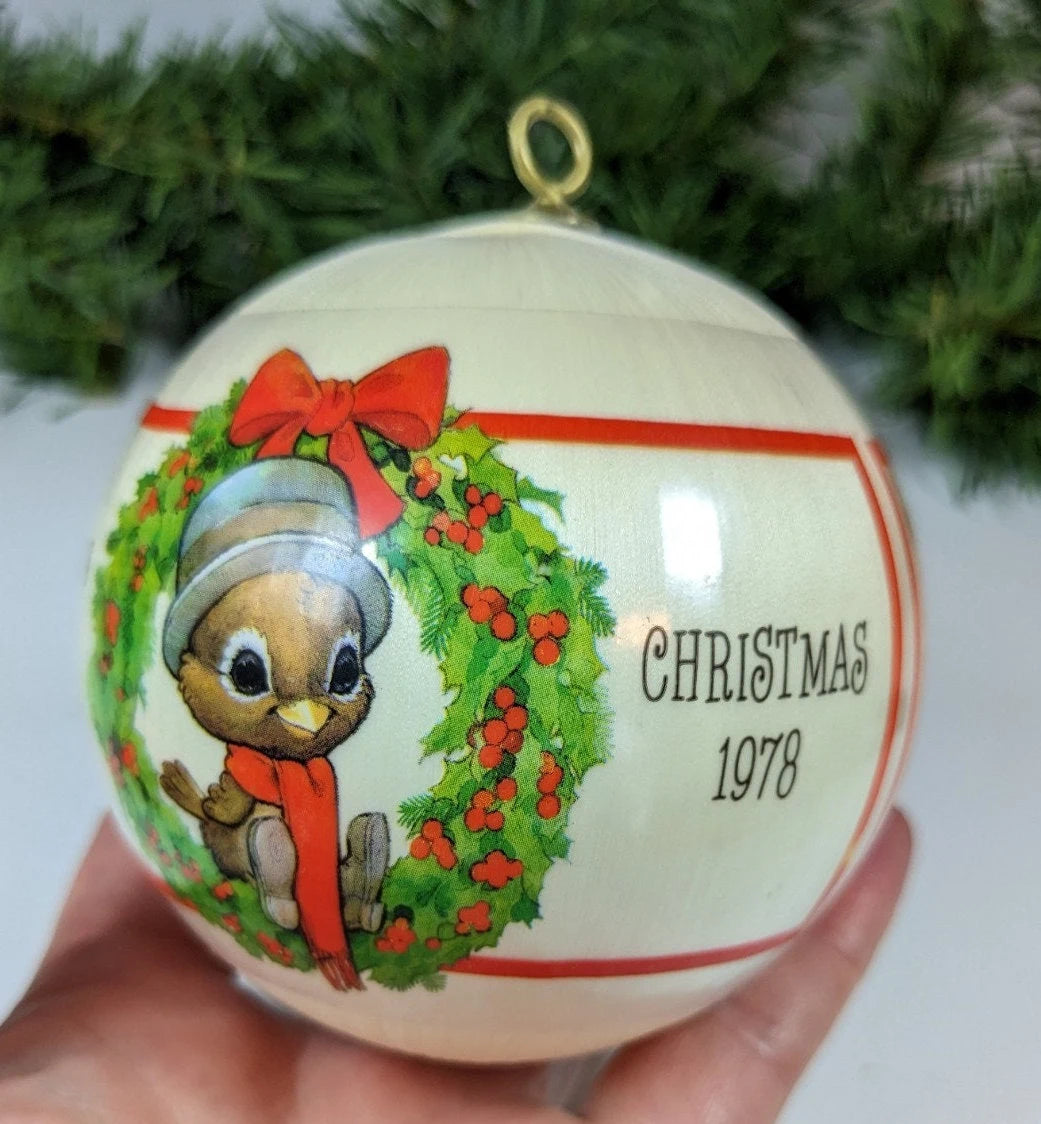 Vintage Hallmark 1978 Holly Days Satin Ball Christmas Ornament