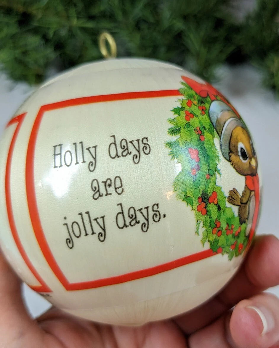 Vintage Hallmark 1978 Holly Days Satin Ball Christmas Ornament