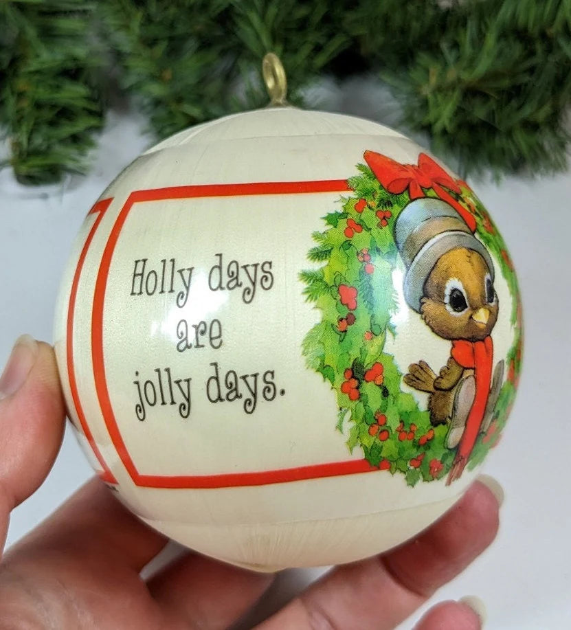 Vintage Hallmark 1978 Holly Days Satin Ball Christmas Ornament