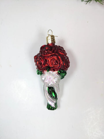 Red Rose Bouquet Old World Christmas Ornament