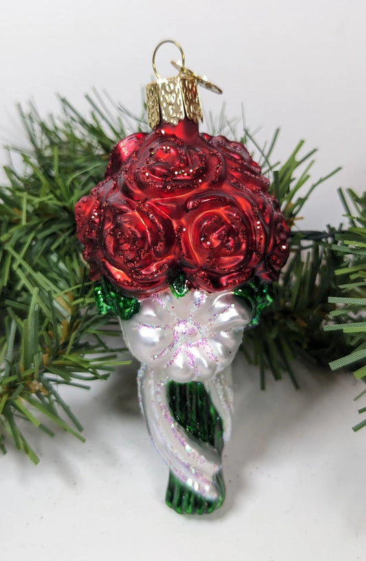 Red Rose Bouquet Old World Christmas Ornament