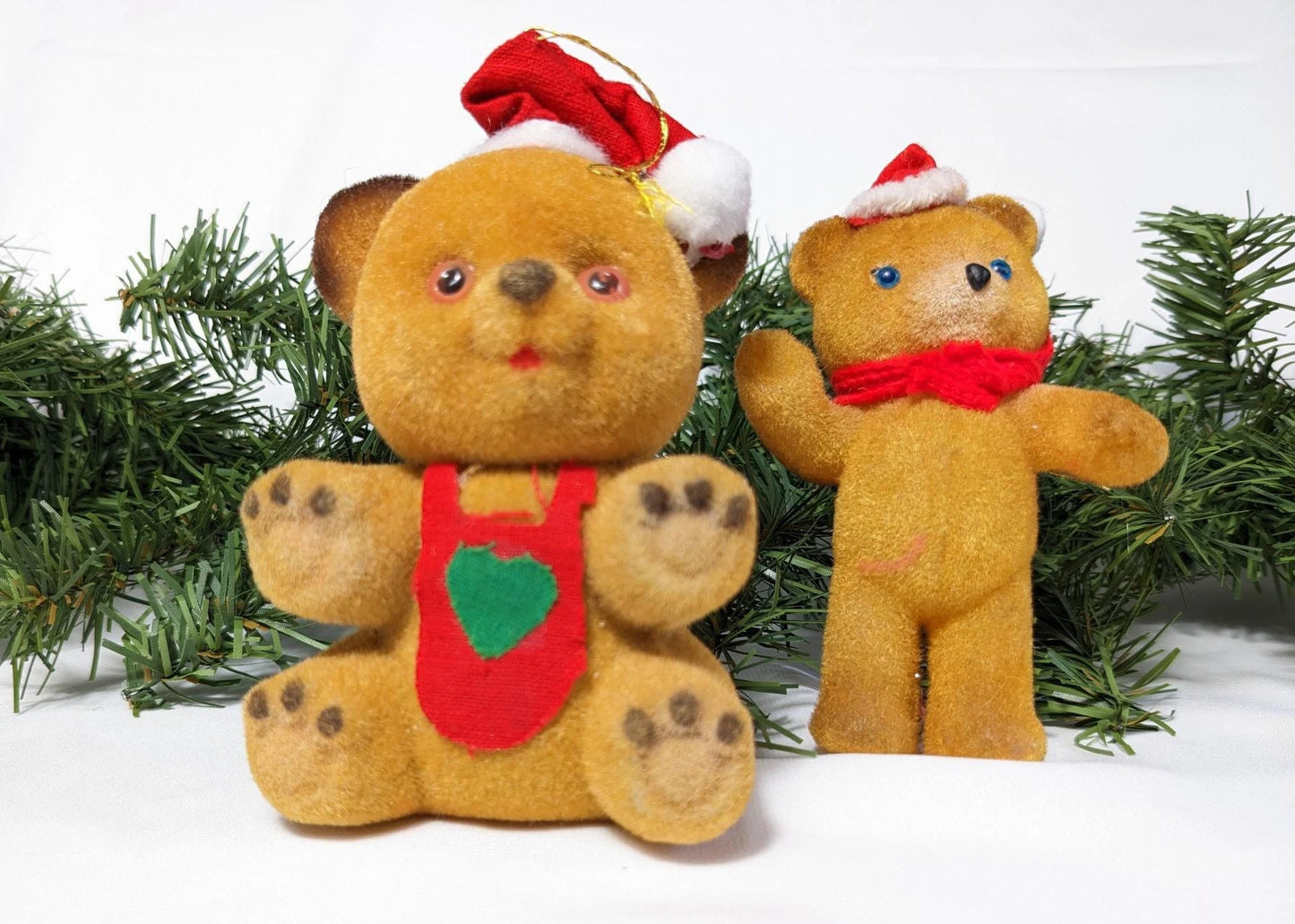 Flocked Bear Christmas Ornament Set