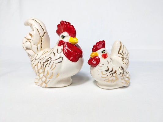 Vintage Ceramic Rooster & Chicken Figurines