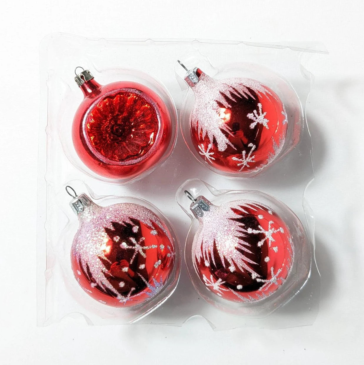 Red Glass Christmas Ornament Set