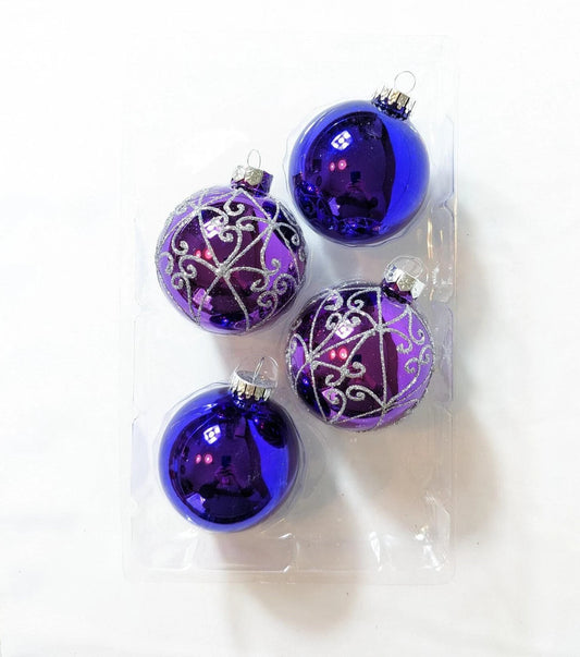 Purple Glass Christmas Ornament Set
