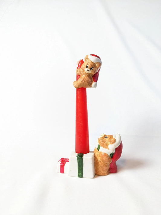 Vintage Giftco Christmas Bears Holiday Candle Climbers