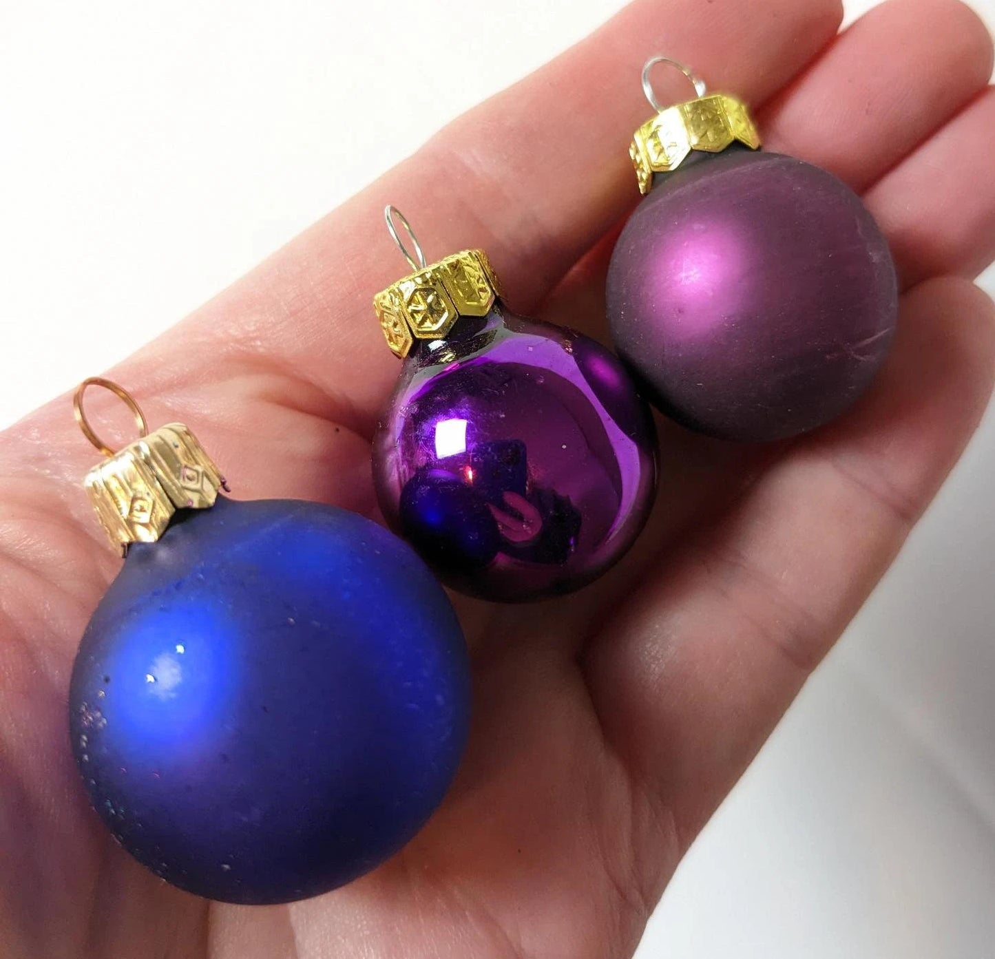 Purple Glass Christmas Ornament Set