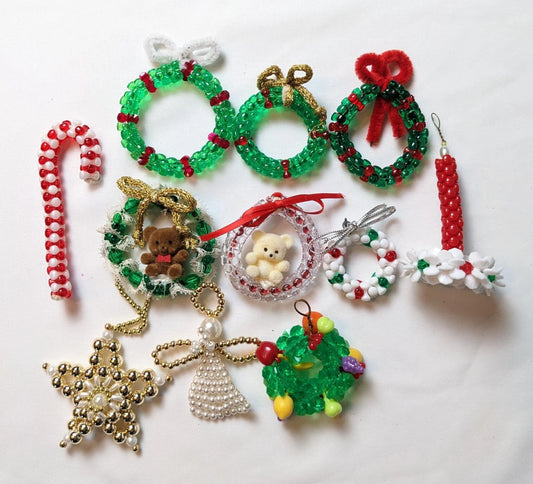 Vintage Set of Beaded Christmas Ornaments