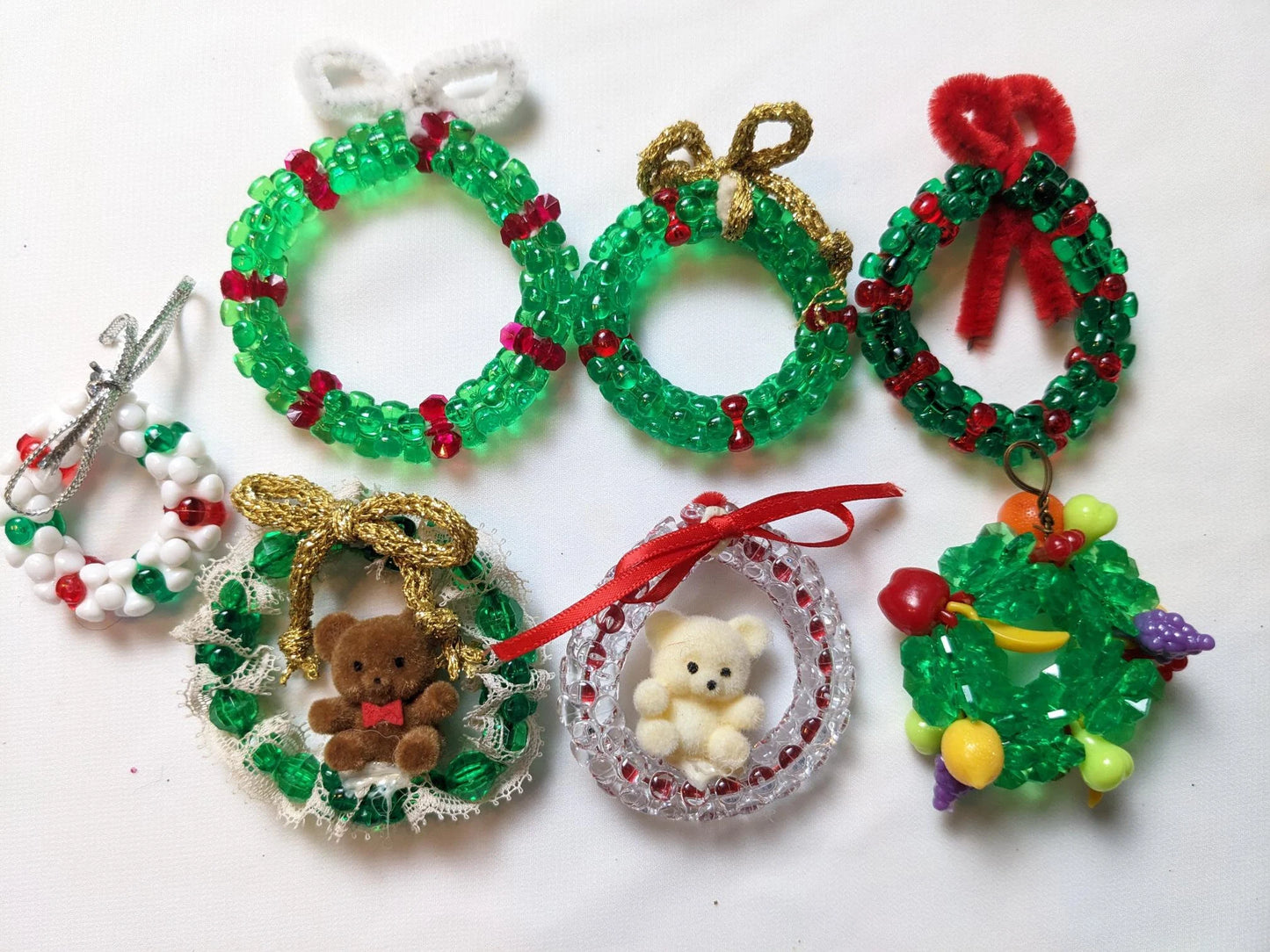 Vintage Set of Beaded Christmas Ornaments