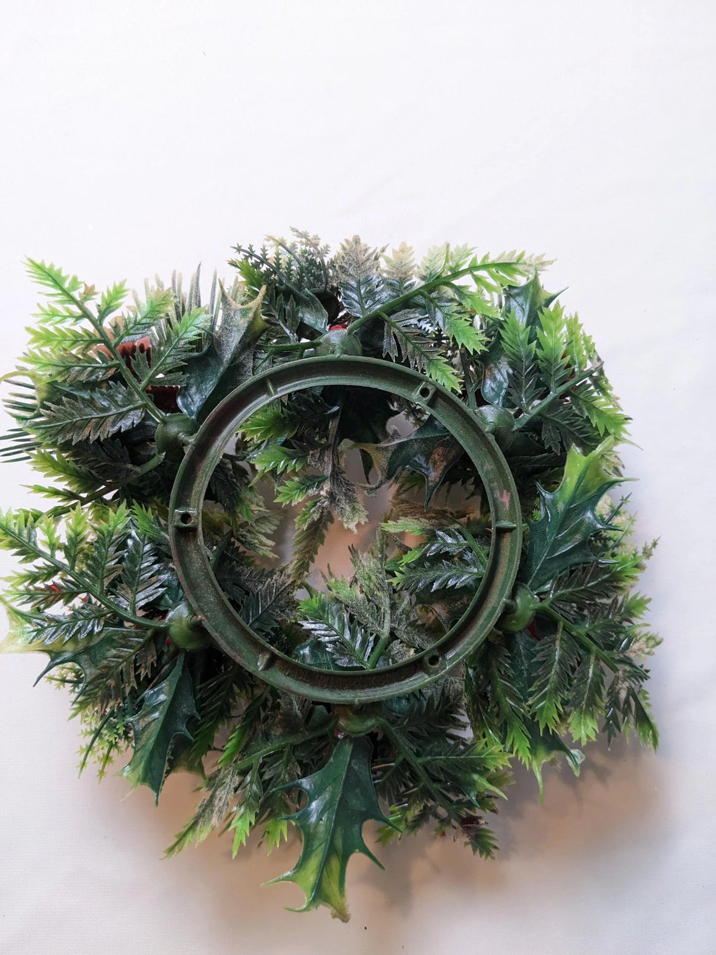 Vintage Flocked Plastic Candle Wreath Ring