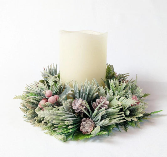 Vintage Flocked Plastic Candle Wreath Ring