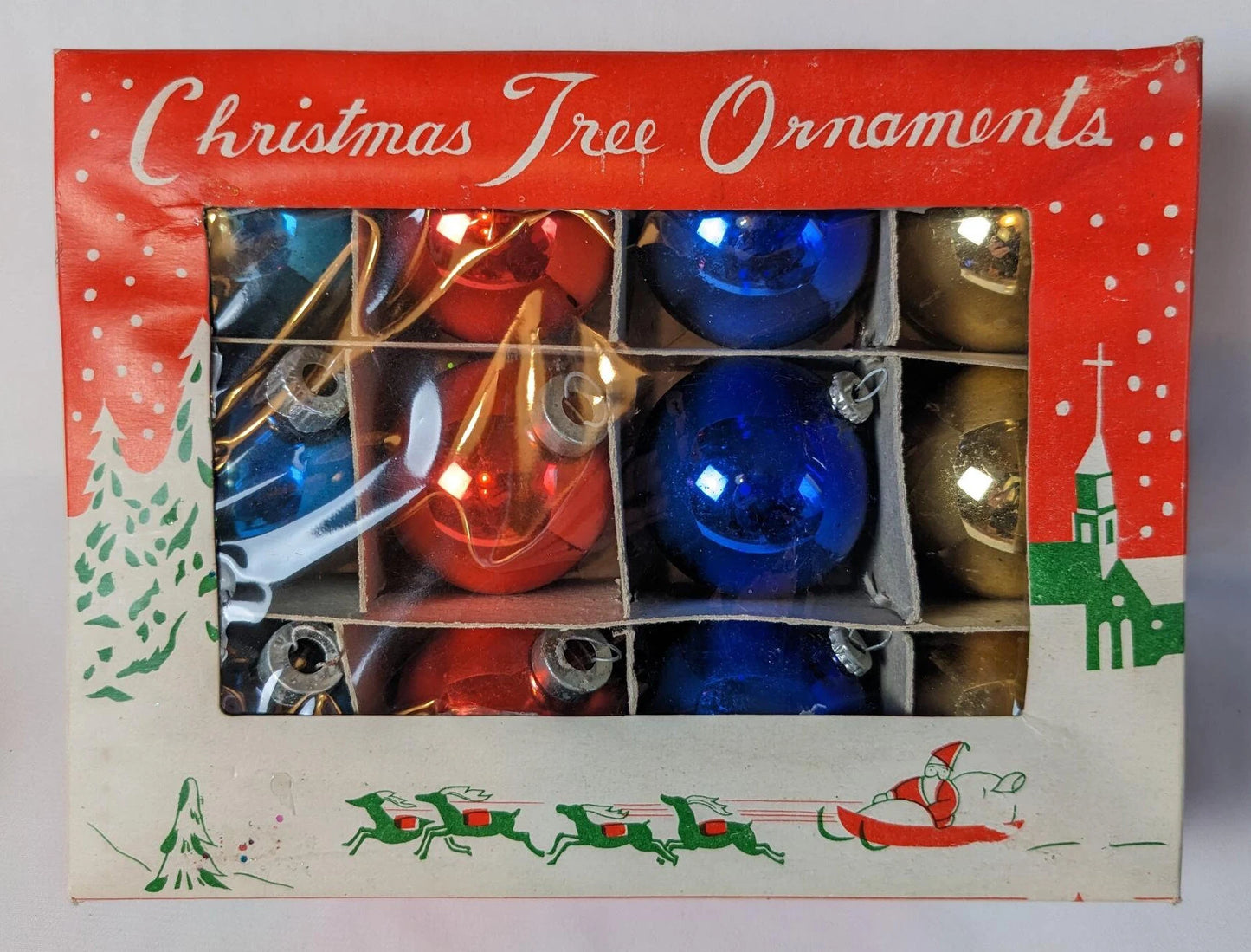 Vintage Set of Glass Christmas Ornaments