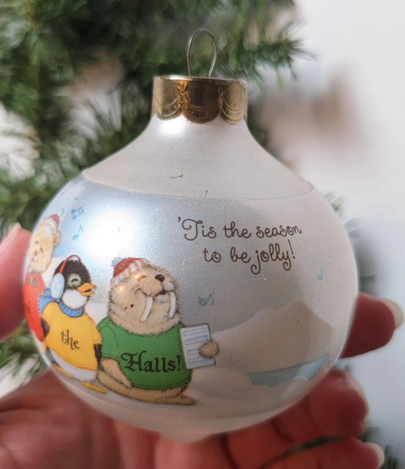 Vintage Shirt Tales Glass Teardrop Christmas Ornament