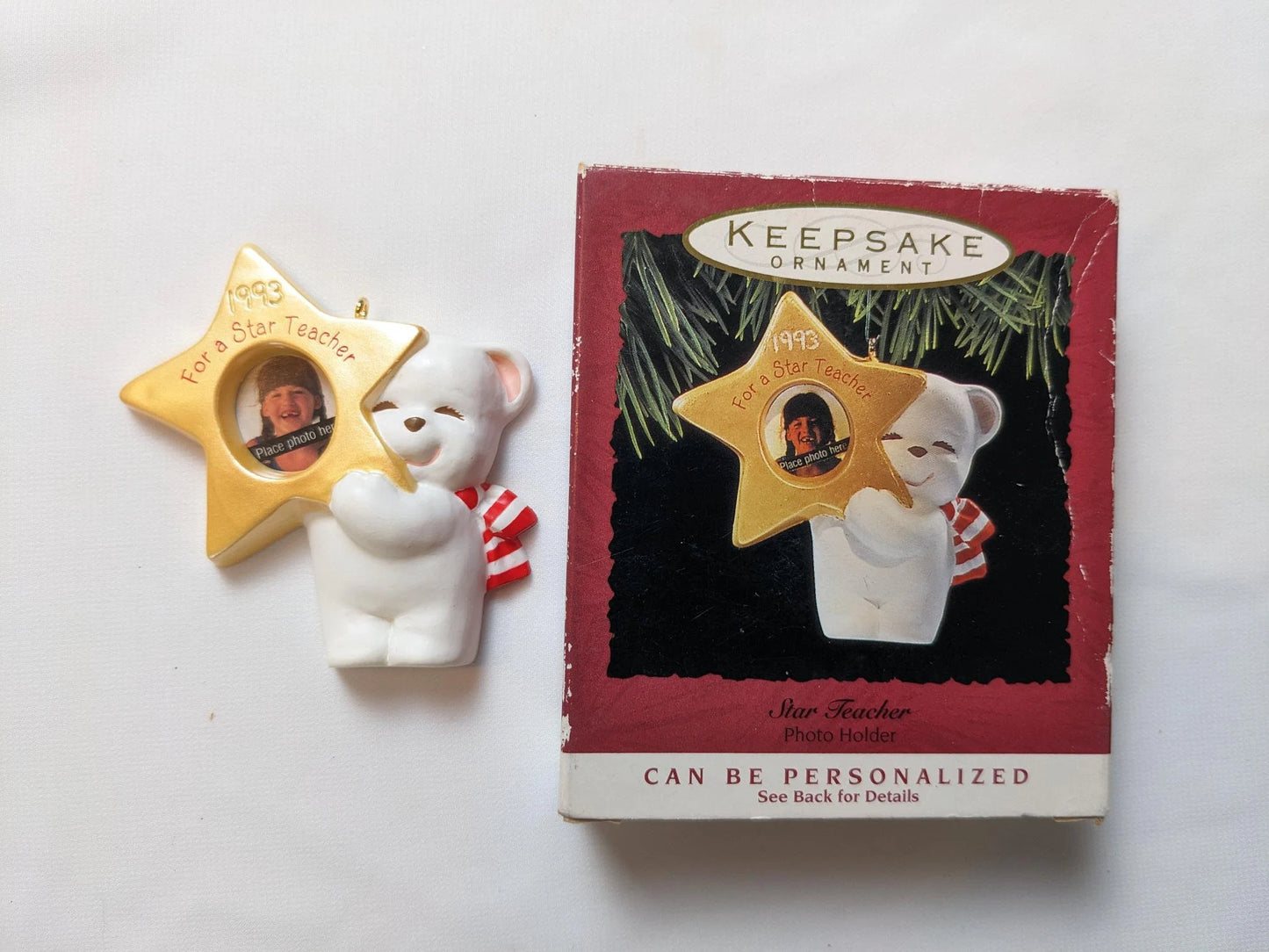 Vintage Star Teacher Photo Holder Christmas Ornament