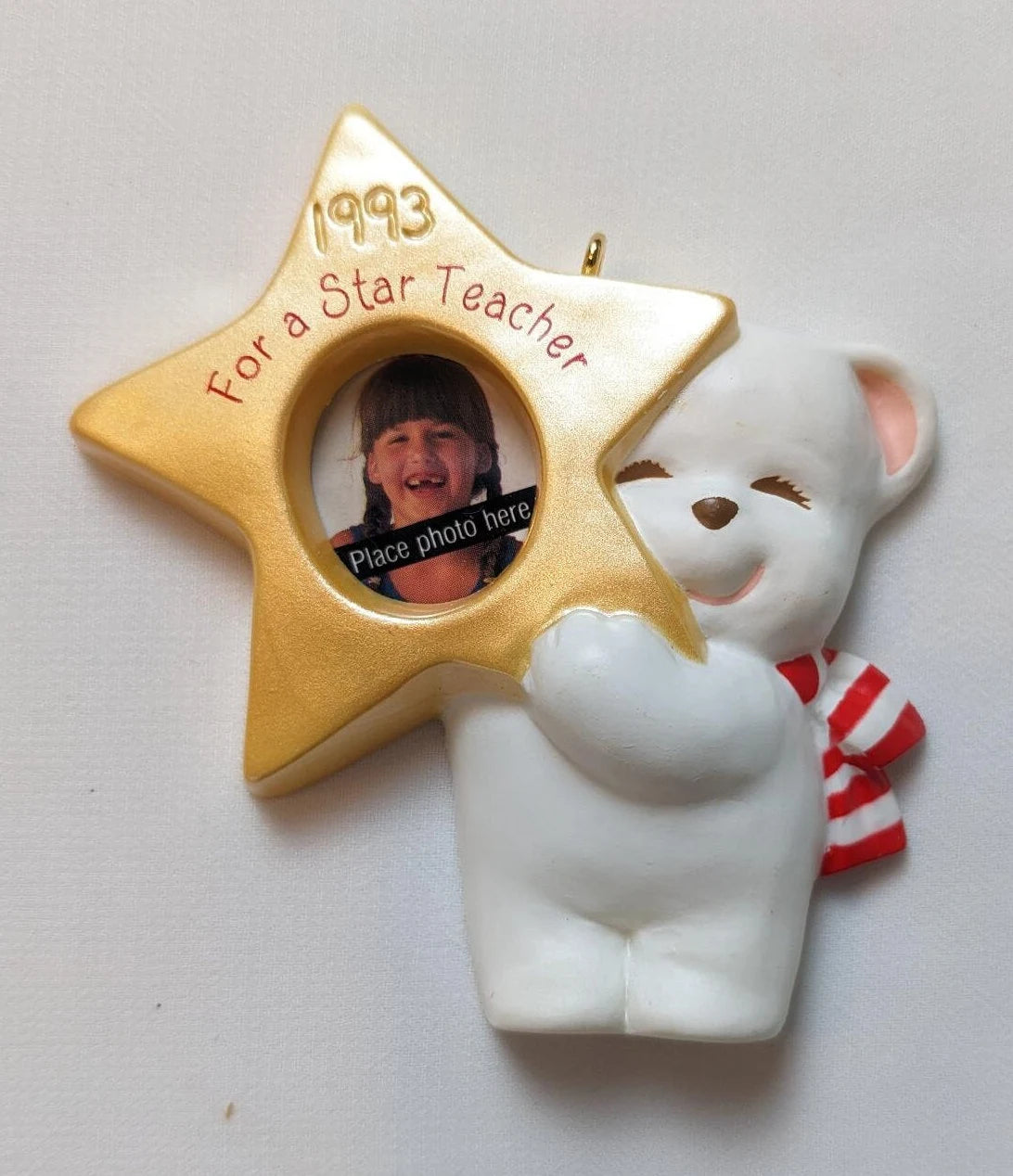 Vintage Star Teacher Photo Holder Christmas Ornament