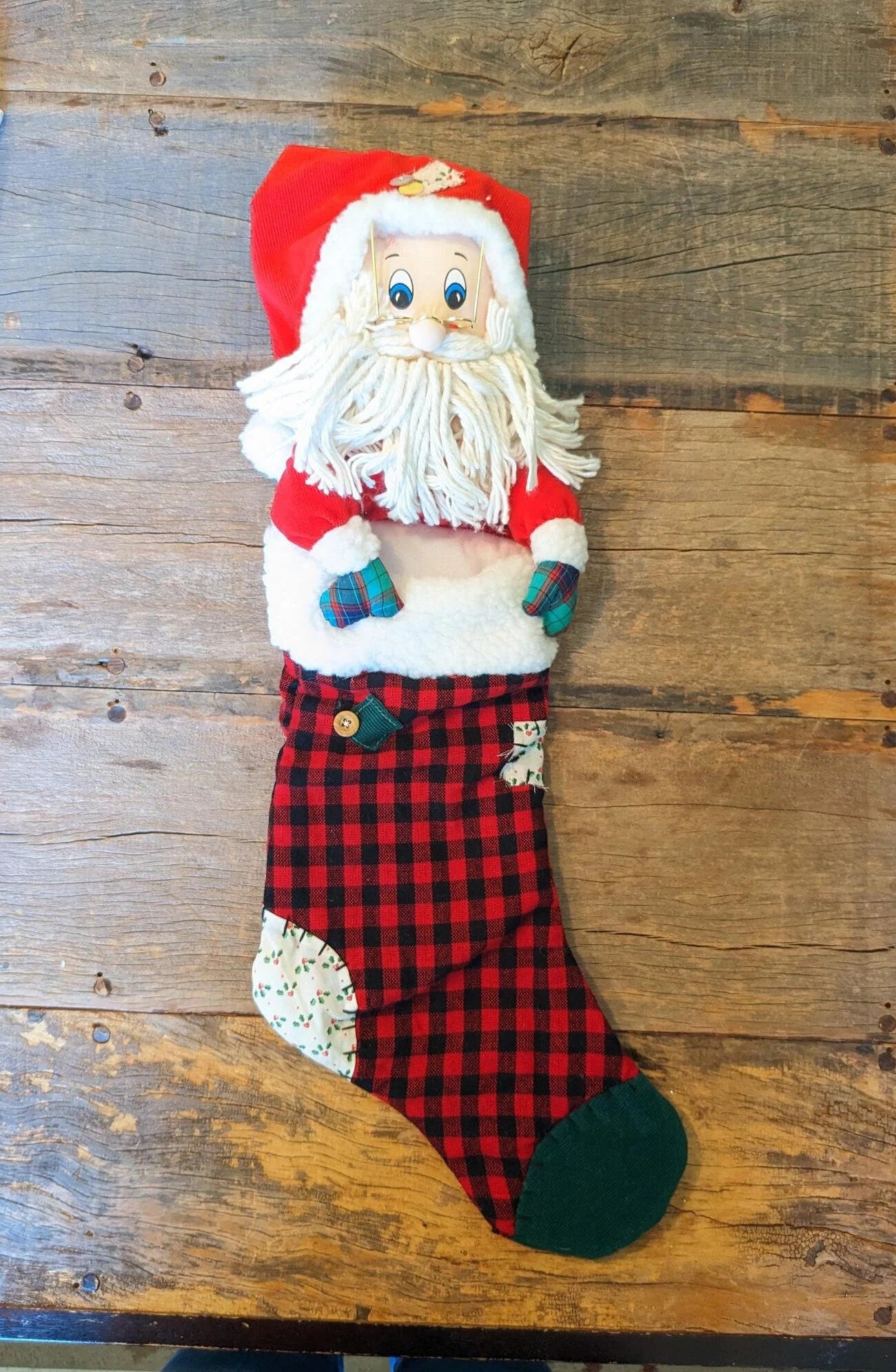 Large Vintage Santa Claus Christmas Stocking