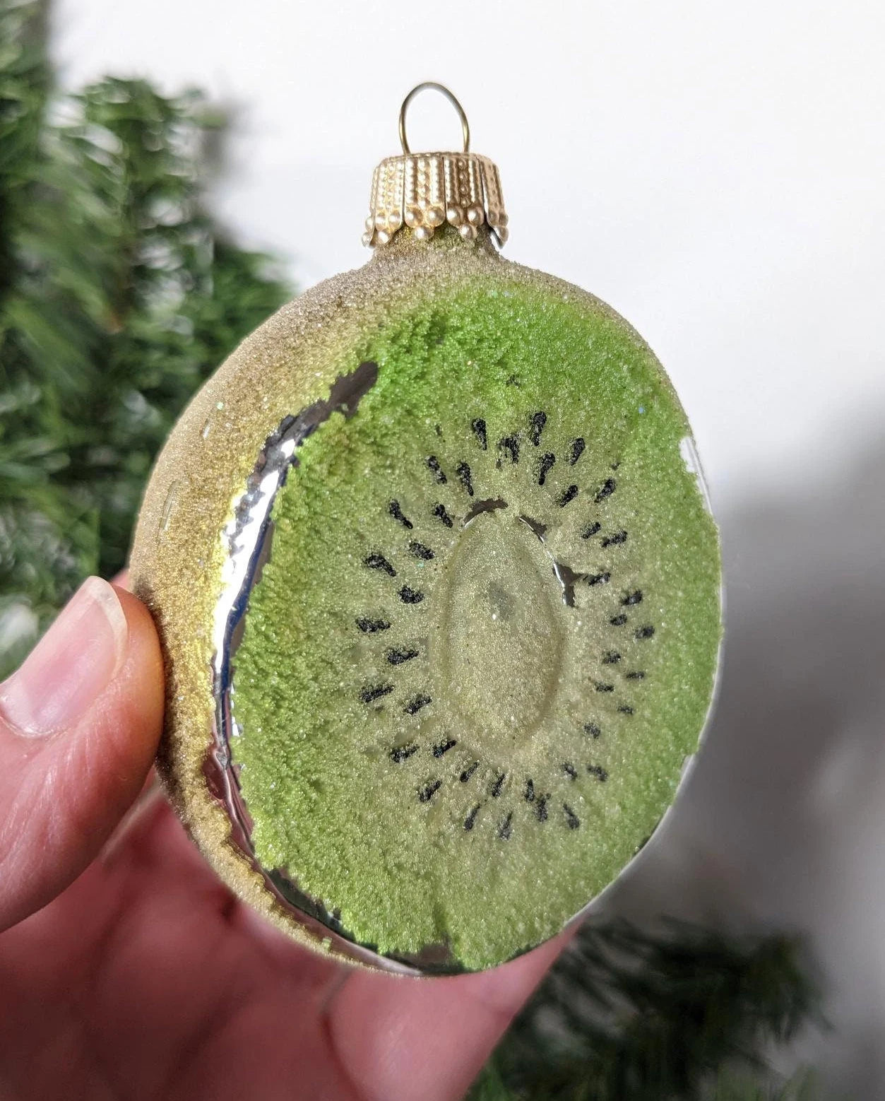 Vintage Kurt Adler Kiwi Glass Christmas Ornament