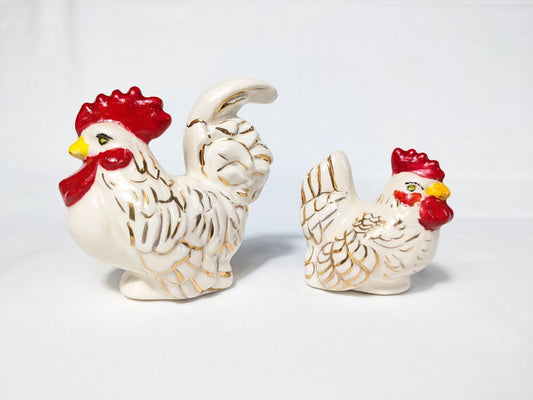 Vintage Ceramic Rooster & Chicken Figurines