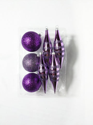 Vintage Purple Christmas Ornament Set
