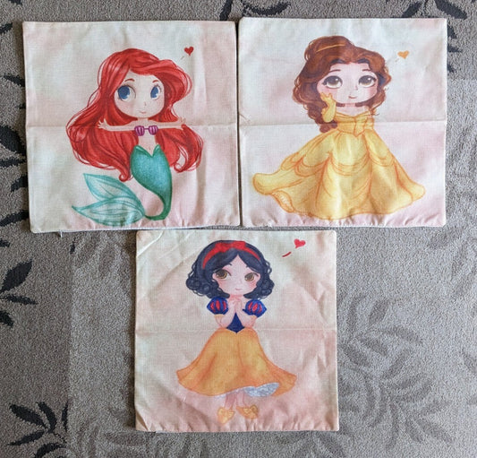 Disney Princess Pillow Cover- Belle, Ariel, Snow White