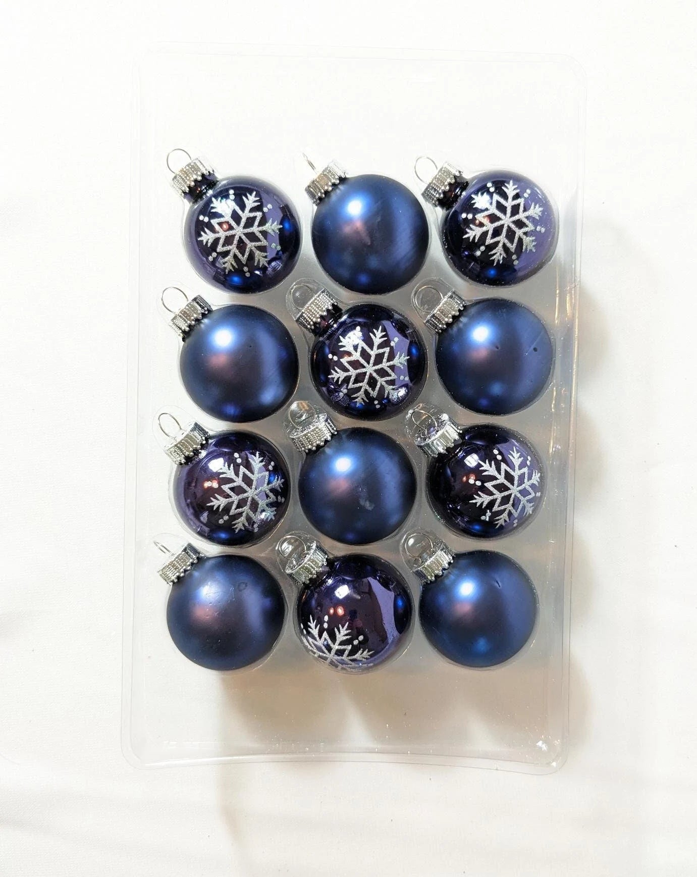 New Krebs Small Blue Glass Christmas Ornament Set