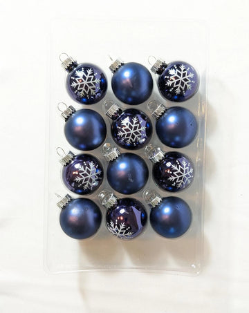 New Krebs Small Blue Glass Christmas Ornament Set