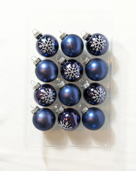 New Krebs Small Blue Glass Christmas Ornament Set
