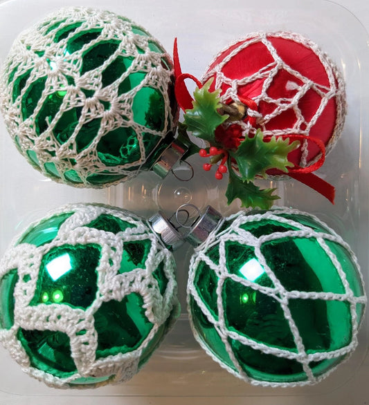 Crotchet Christmas Ornaments, Set Of 4