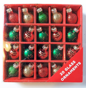 New Mini Glass Christmas Ornament Set of 20