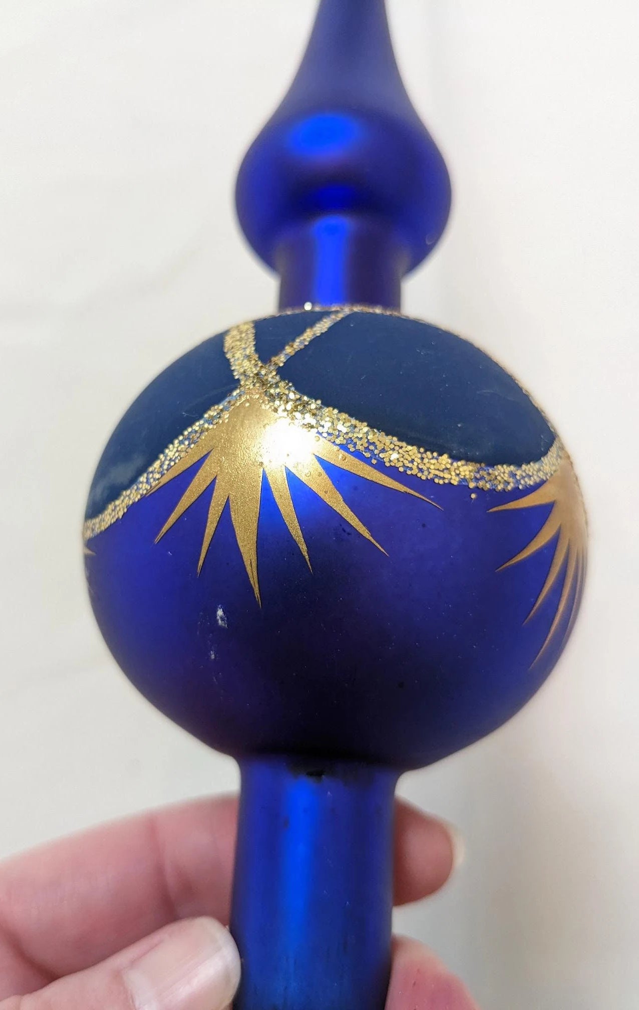 Purple Blue Finial Glass Christmas Tree Topper