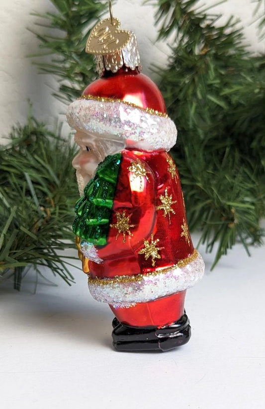 Santa Claus with Tree Old World Christmas Ornament