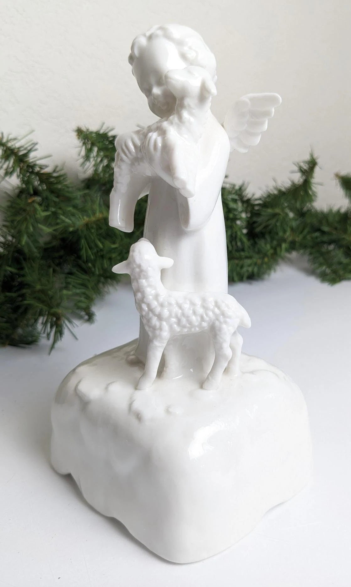 Vintage Japan Angel & Lambs Christmas Music Box