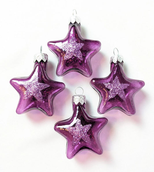 Purple Glass Christmas Ornament Set