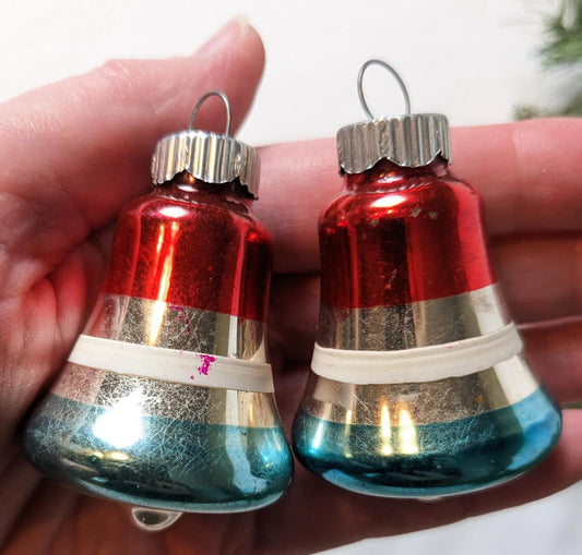 Vintage Shiny Brite Glass Bell Christmas Ornament Set