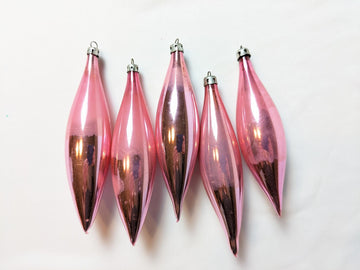 Vintage Pink Glass Teardrop Ornaments