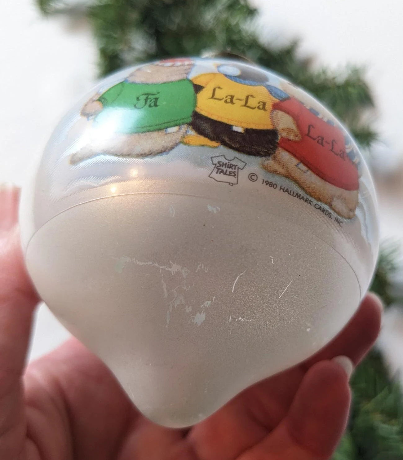 Vintage Shirt Tales Glass Teardrop Christmas Ornament