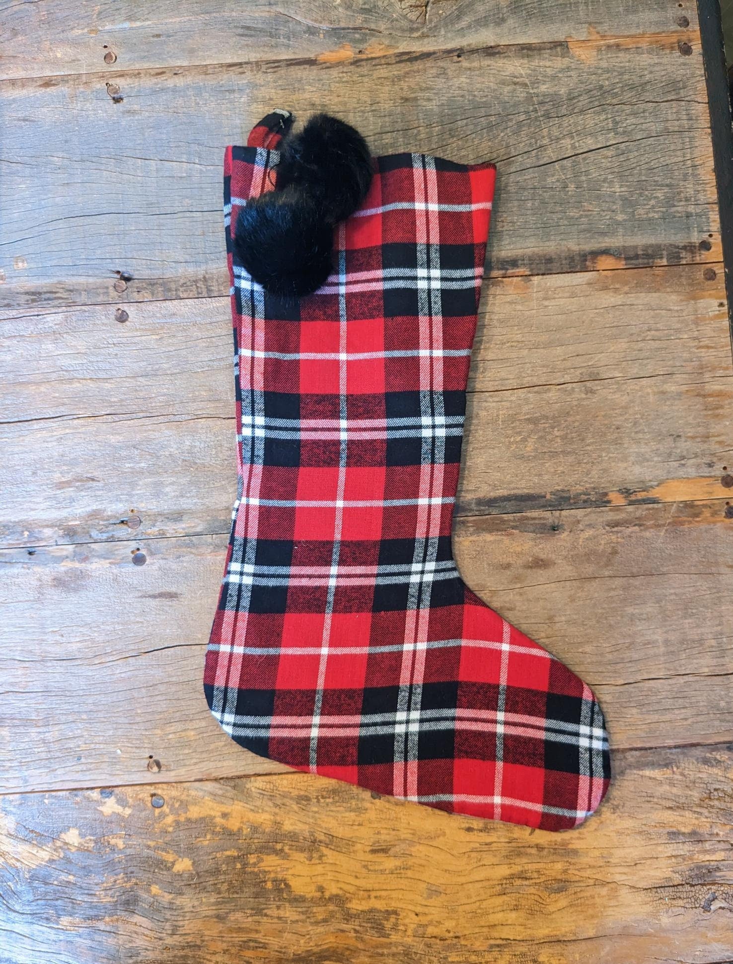 Red Plaid Christmas Stocking